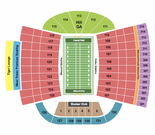 Faurot Field MU Seating Chart